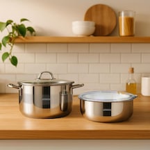 Tr 4 Parça Cook And Store Paslanmaz Çelik Tencere Saklama Kabı Pratik Set Diğer