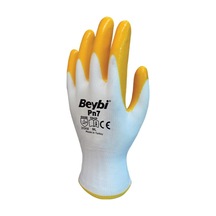 Pn7 Polyester Örme Nitril Eldiven No 10, Çift, Beyaz Sarı