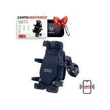 Ct-m21 Telefon Tutucu Titreşim Önleyici Motosiklet Gidon Montajlı 8 Pençeli Siyah Su Geçirmez Siyah