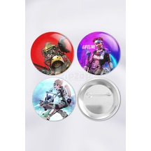 Apex Legends Video Oyun Bilgisayar Oyunu Çanta Süsü Rozet İğneli Buton Rozet Seti 3 Adet Çok Renkli