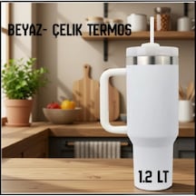 Uyguna-yakala 1.2 Lt Beyaz- Çelik Termos - Rm.178 Çok Renkli