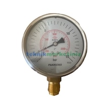 100MM -1/+15 Bar ALT Çıkış 1/2" Gliserinli ManovakuMMetre Pakkens