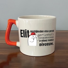 Elit Kişiliğimden Olsa Gerek Baskılı Turuncu Kulplu D Kupa