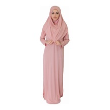 Pudra Fermuarsız Namaz Elbisesi Pudra