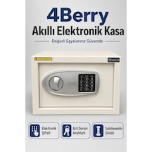 Tc-002 Akıllı Elektronik Kasa, Şifreli Çelik Para Kasası, Acil Durum Anahtarlı Ve Sabitlenebilir Güvenlik Kasası Beyaz