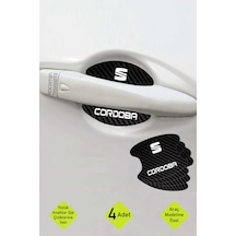 Seat Cordoba İçin Özel Tasarım Karbon Kaplama Kapı İçi Çizik Önleyici Şık Folyo Seti Cordoba Yazılı 4 Adet