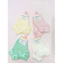 Kıpırık Baby 2 Çift Kız Çocuk Pembe Kurdeleli Detaylı Soket Çorap-1103 Pembe