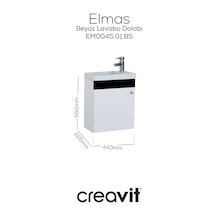 Creavit Elmas Lavabo Dolabı 45 Cm Beyaz-siyah Mat Beyaz