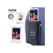 Fujifilm Instax Mini Link 2 Akıllı Telefon Yazıcısı + 10'lu Mini Film + Çerçeve Mavi