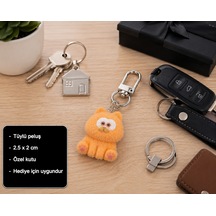 Miyu Turuncu Peluş Kedi Charm Anahtarlık Sevimli Mini Çanta Aksesuarı Hediye