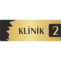 Metal Departman Kapı İsimliği, Yönlendirme Levhası Klinik 2 7x20 Cm Altın Renk