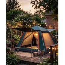 Geniş Aile Kamp Çadırı 240x210 Cm Güneşlikli Otomatik Kurulum Outdoor Çadır Siyah