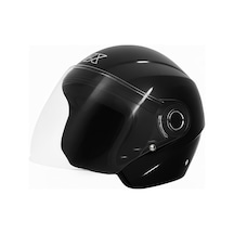 Gp Gx Mks005-Gb Şeffaf Vizörlü Motosiklet Yarım Kask Siyah