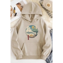 Blackjack Giyim Blackjackgiyim Kiki Siyah Kapşonlu Sweatshirt Bej