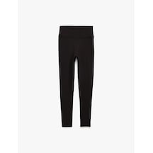 Koton Yüksek Bel İnterlok Kumaş Slim Fit Spor Tayt Siyah 6sak40278nk
