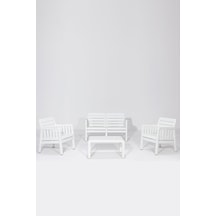 Lara Mindersiz / 2 1 1 S Bahçe Takımı Balkon - Bahçe - Teras Mobilyası / Beyaz