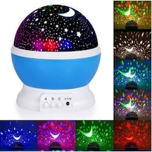 Led Projeksiyon Gece Lambası Dönen Ay Yıldız Led Mavi