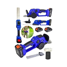21v 2 Ah Çift Akülü Çit Budama Makinesi Çim Ve Çalı Kesme Makinesi + 2 Başlık