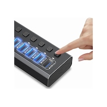 Profesyonel Usb Hub 16 Portlu Usb 3.0 5gbps Bireysel Açma Kapama Anahtarları 12v Dc 7.5a Güç Adaptörü Usb Hub 3.0 Telefon Şarj Dizüstü Bilgisayar Mobil Hdd Flash Sürücü Power Switches Port16