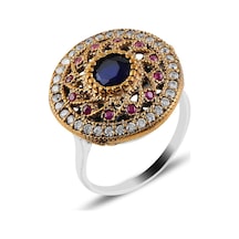 Söğütlü Silver Gümüş Safir Taşlı Otantik Gümüş Yüzük