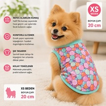 Köpek Tişörtü Xs Beden Boyun Çapı 20 Cm Balon Desenli Kolsuz Atlet - Çok Renkli