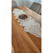 Şal Desen Fransız Dantelli Keten Gardeya Lüks Runner