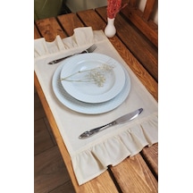 Bahar Naturel Keten Fırfırlı Vintage Amerikan Servis Bej 30x50