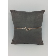 Sade Çiçek Dalı Desenli Gümüş Bileklik - Şık Ve Zarif Takı 1,74 Gr. Rose Gold