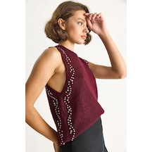 Shade Kadın Taş İşlemeli Triko Bluz Ta251003 60284094 - Bordo
