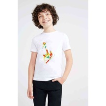 Tshirthane Silhouette Football Bicycle Kick Baskılı Unisex Çocuk Beyaz T-Sh