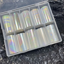 10lu Tırnak Süsleme Folyosu Şeffaf Holografik Dizayn Nail Art Transfer Folyo Wnf-227