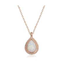 Stillove Gümüş Rose Damla Beyaz Opal Taşlı Kadın Kolye