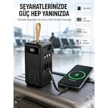 Tüm Cihazlara Uyumlu Çoklu Çıkışlı Powerbank Yeni Nesil Siyah