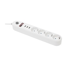 Icon Anahtarlı 3xUSB Çıkışlı 4'lü Akım Korumalı Priz Beyaz