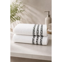 2'li Banyo Havlusu Seti %100 Pamuk Leopar Collection 70x140 Cm Beyaz
