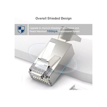 Q-j7100m Cat7 Metal Rj45 Konnektör, 100 Lü Paket Cat7 Jack + Ayraç, Ethernet Network Lan Kablo Ucu, Metal Gövdeli Rj45 Plug, Cat7 Kablo Sonlandırma Konnektörü