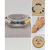 Yengeç Burcu Doğal Taş 8mm Unisex Bileklik 55744 Çok Renkli