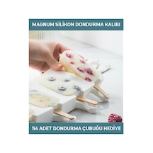 Magnum Dondurma Kalıbı Ve 54 Adet Ahşap Çubuk -4'lü Büyük Boy Pratik Magnum Silikon Dondurma Kalıbı Diğer