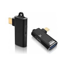 Type-c Otg 2-in-1 Adaptör Pd 100w Hızlı Şarj Usb 3.0 5gbps Type-c Ve Usb-a Bağlantı Mobil Tablet Notebook İçin Zr1050 Siyah