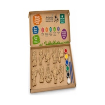 Ahşap Boyama Meslekler 10 Lu 1 Paket 10x15cm Ahşap Boyama 6 Renk Boya Resim Fırçası Etkinlik Çocuk Gelişim Motor Beceri