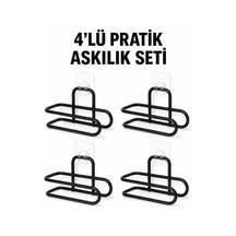 Lb Siyah Metal Wc Kağıtlık Yapışkanlı Duvar Tipi Tuvalet Kağıdı Tutucu Seti 4 Adet Çok Renkli