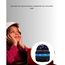 Döner Galaxy Projektör Gece Lambası Ay Ve Yıldız Işıklı Atmosfer Lamba Usb Bağlantılı Beyaz