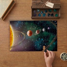 Güneş Sistemi Ve Yörüngede Gezegenler Tasarımı 240 Parça Ahşap Puzzle Ahşap Kutuda Mpy60245