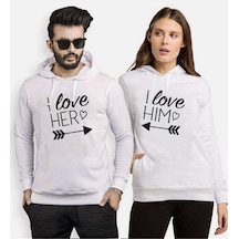 Tshirthane Love Her Love Him Sevgili Kombinleri Kapüşonlu Kombi