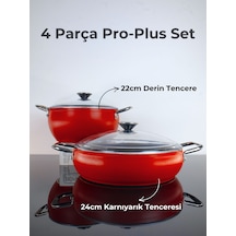 Pro Plus Parça Tencere Seti - Kırmızı