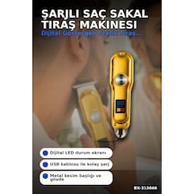 3 Taraklı Şarjlı Saç Sakal Tıraş Makinesi, Turbo Modlu Led Gösterge T Bıçak Kesim Bx-313666