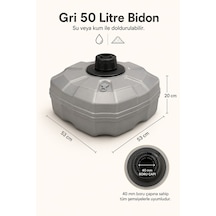 Gri Şemsiye Bidonu 50 Litre