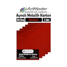Kırmızı Renkli 50x70 Metalik Aynalı Fon Kartonu 5 Adet 1 Paket Artmaster Metalik Aynalı Fon Kartonu