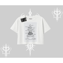 Tarzsokak Oversize Crop Tshirt Noodle Theory Hand Drawn Concept Beyaz