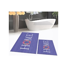 Buççin Online Mağaza Dijital Baskılı Kaymaz Taban Yıkanabilir İkili Banyo Paspas Klozet Takımı, V-klozet-12-mor, Polyeste Çok Renkli